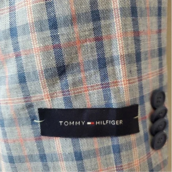 ✨Tommy Hilfiger Conrad Blue Plaid Two Button Notch Lapel Tailored Sport Coat 44 - Picture 5 of 7